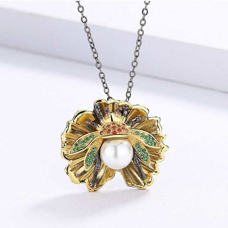 Wholesale Pearl 18K Gold Plated Clover Copper Ring Set